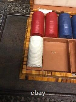 Rare Antique Victorian 1890s Poker Set Wood and Celuloid Inlay Stunning Piece