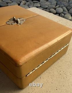 Rare Art Deco Leather Clay Poker Chip Set Cf Rumpp & Sons 1930 Great Gatsby Era