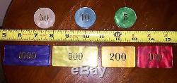 Rare European Vintage Poker Set Markers Counters Plaques ChipsWood CaseItaly