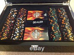Rare Harley-Davidson Texas Holdem Flamed Poker Chip Set