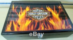 Rare Harley-Davidson Texas Holdem Flamed Poker Chip Set Free Shipping