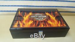 Rare Harley-Davidson Texas Holdem Flamed Poker Chip Set Free Shipping