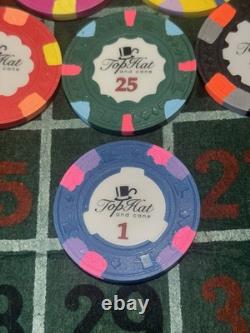 Rare SAMPLE SET Paulson World Top Hat And Cane WTHC Poker Chips Clay