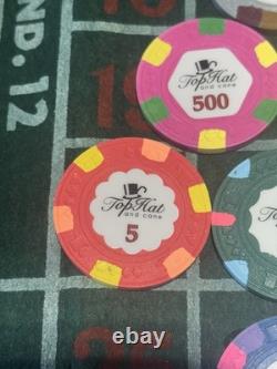 Rare SAMPLE SET Paulson World Top Hat And Cane WTHC Poker Chips Clay