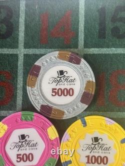Rare SAMPLE SET Paulson World Top Hat And Cane WTHC Poker Chips Clay