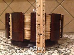 Rare Vintage Clay Golf Gaming Poker Chips Set with Wood Holder Box 290 Chips