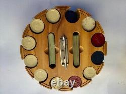 Rare Vintage Poker Chip Set Carousel Caddy Case with Handle, Chips, Cards & Cover