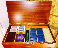Rare Vintage Substantial Italian Luxury Vintage Poker Set Chips / Plaques Cards
