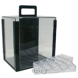 Real Clay Poker Chips Set 1000 Display Case Holder Cheap Best Brybelly Ultimate