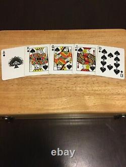 Reconditioned Wood Poker Set includes (2) decks of cards (240) clay poker chips