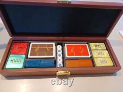 Renzo Romagnoli Luxury Leather Vintage Poker Set Made in ItalyLock & Key RARE