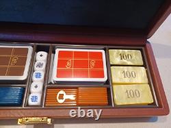 Renzo Romagnoli Luxury Leather Vintage Poker Set Made in ItalyLock & Key RARE