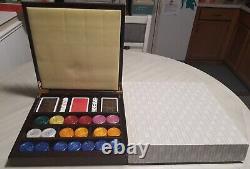 Renzo Romagnoli Poker Set Luxury Wood Marbled Lucite Chips Italy (Used But New)