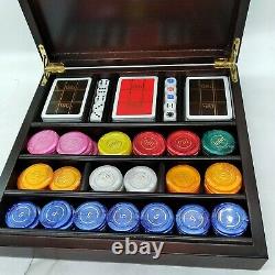 Renzo Romagnoli Poker Set Luxury Wooden Box Marbled Lucite chips Italy Complete