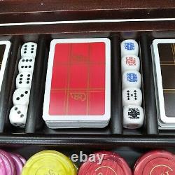 Renzo Romagnoli Poker Set Luxury Wooden Box Marbled Lucite chips Italy Complete