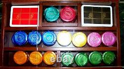 Renzo Romagnoli Poker Set with Poker Chips and 2 Decks of Cards in Display Case