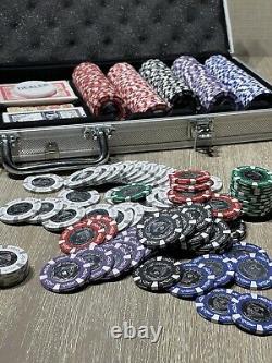 Royal Flush Metal Stamped Engraved Coin Inlay Quality 14g Clay Poker Chips Set