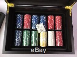 SALE Vegas Classics Dark Wood Poker Set All Inclusive Chips Dice Cards Pristine