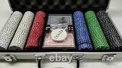 SIRIUS RADIO 300 PC 11.5g Chips Poker Set 2 Deck Of Cards 5 Dice Case New RARE