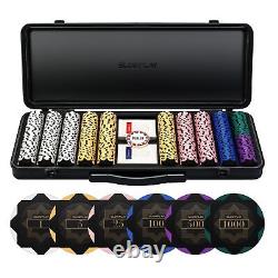 SLOWPLAY 14g Clay Poker Chips Set for Texas Hold'em 500 PCS with Numbered Val