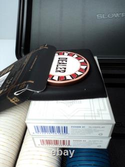 SLOWPLAY Nash Poker Set with300 Blank Chips 43mm/12g, Cards, Dealer Chip, Case