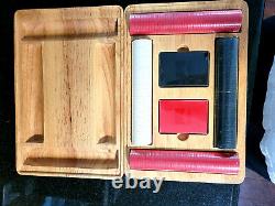 SOLID OAK Collectable Marlboro Poker Chip Set in Box with Logo BRAND NEW