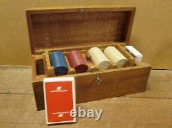 SPIRIT OF ST LOUIS POKER SET with UNITED AIRLINES CARD DECKS, In Locking Wood Box