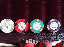 Savannah Lady Riverboat casino Poker Chip set 909 chips live game leather case