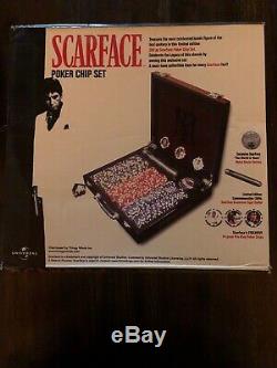 Scarface Poker Chip Set 300 Piece With Dealer Button And Cigar Holder