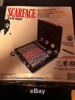 Scarface Poker Chip Set 300 Piece With Dealer Button And Cigar Holder