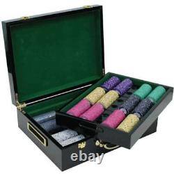 Scroll 10 gram Ceramic Poker Chip Set 500 with Hi Gloss Wood Case