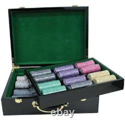 Scroll 10 gram Ceramic Poker Chip Set 500 with Hi Gloss Wood Case