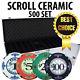 Scroll Casino Ceramic Poker Chip set 500 piece with Aluminum Case