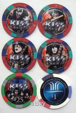 Seneca Niagara Casino KISS $5 & $25 poker gaming chip set + new $1 chip. Paulson