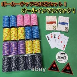 Set Of 400 Poker Chips With Playing Cards