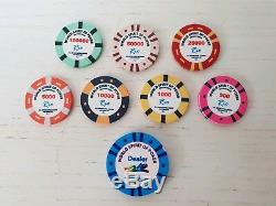 Set Of 690 WSOP 2006 Rio Bud Jones Poker Chips Sunfly + Dealer Button