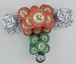 Set Of 735 Scroll Ceramic Poker Chips Cash Set Vegas Colors Dye Sub Textured