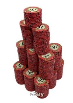 Set Of 735 Scroll Ceramic Poker Chips Cash Set Vegas Colors Dye Sub Textured