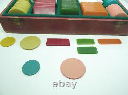 Set Vintage with 228 Galalith Boxed Poker Chips 1357g Manufactured in Brazil