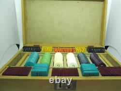 Set Vintage with 454 Galalith Boxed Poker Chips 2567g
