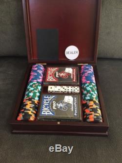 Set of 100 Paulson Private Card Room Poker Chips with wooden box/cards NICE SET