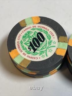 Set of 15 Paulson 1998 Casino De Isthmus $100 Poker Chips James Bond One Hundred