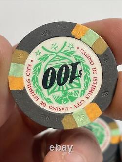 Set of 15 Paulson 1998 Casino De Isthmus $100 Poker Chips James Bond One Hundred