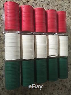 Set of 300 Paulson Starburst Casino Chips Red, White & Green Vegas Colors