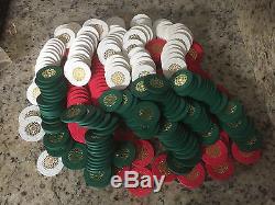 Set of 300 Paulson Starburst Casino Chips Red, White & Green Vegas Colors
