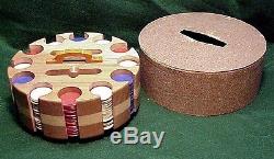 Set of Antique/Vintage SHURE WINNER Paper Poker Chips with Wooden Caddy EC
