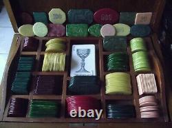 Set of Vintage Galalith Poker Chips 3500g with missing chips