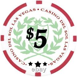 Set of of 750 Casino Del Sol 11.5 Gram Poker Chips with Case, Cards, Dealer Butt