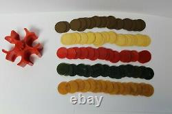 Small Vintage Red Catalin Bakelite Poker Chip Caddy Holder With Chips 85pc Set