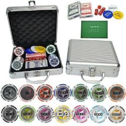 Star Trim Sticker Poker Chip Set Aluminum Box Abs Metal 100 200 300 400 500 Pcs